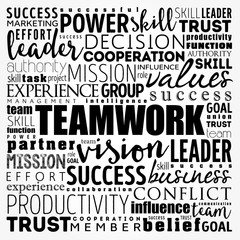 TEAMWORK word cloud collage, business concept background