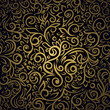 Seamless pattern with golden curls on black background