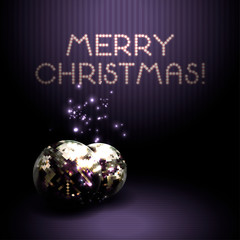 Poster - Christmas background with shiny volumetric balls on a violet background.