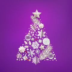 Poster - Abstract christmas tree with different accessory. Vector illustration
