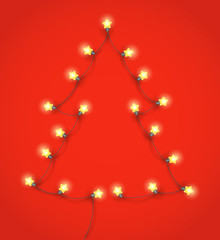 Aufkleber - Abstract Christmas tree made from lighting garland