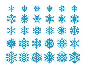 Poster - Snowflakes isolated on white background. Vector clipart