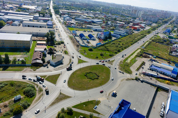 Wall Mural - City road intersection from the air. Tyumen