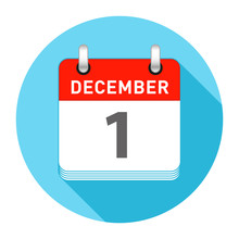 December 1 Single Day Calendar Flat Style