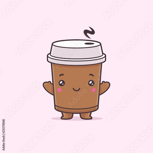 Vector Illustration Cute cartoon cup of coffee2. Stock Vector Illustration Cute cartoon cup of coffee2. Stock
