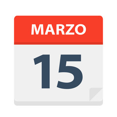 Wall Mural - Marzo 15 - Calendar Icon - March 15. Vector illustration of Spanish Calendar Leaf