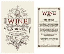 Vintage Wine Label With Heraldic Element. Vector Layered