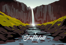 Skaftafell National Park. Nature Of Iceland. Svartifoss Waterfall.