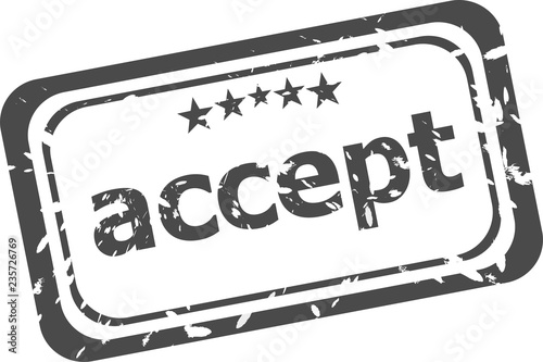 Fotografía rubber stamp with accept word isolated on white