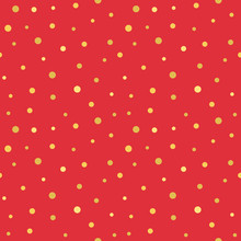 Golden Dots On Red Background Christmas Pattern