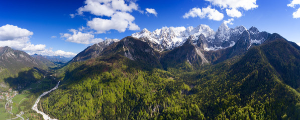 Aerial view on mountains in Triglav park