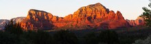 A Panorama Image Of The Red Rocks Of Sedona, Arizona During The Golden Hour At Sunset.