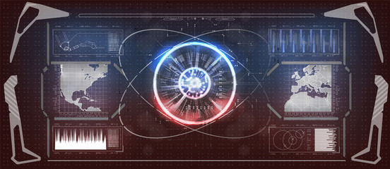 Poster - Tactical View Sci-Fi VR Dislpay. HUD UI. Futuristic VR Head-up Display Design. Vitrual Reality Technology Screen. cyber futuristic eye future abstract technology background vector illustrations. 