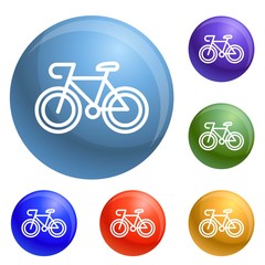 Poster - Bicycle icons set vector 6 color isolated on white background