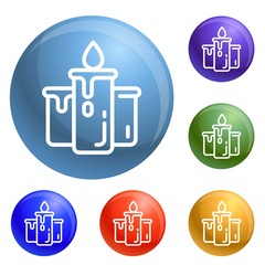 Poster - candle icons set vector 6 color isolated on white background