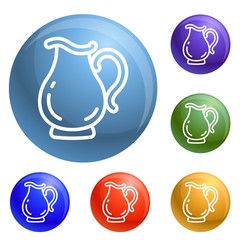 Poster - Jug icons set vector 6 color isolated on white background