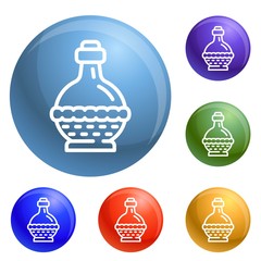 Poster - Jewish wine icons set vector 6 color isolated on white background