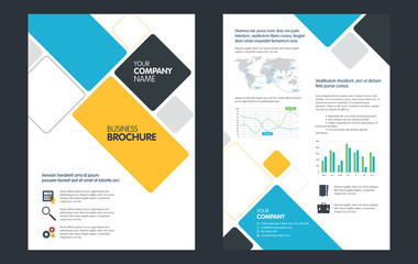 Wall Mural - Flyers Design Template. Business brochure flyer design. Annual report, leaflet, book cover design. Corporate report, advertising template in vector Illustration.