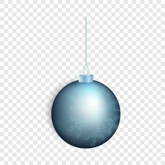 Poster - Blue christmas ball icon. Realistic illustration of blue christmas ball vector icon for web design  