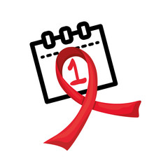 Wall Mural - calendar december 1 with red ribbon hiv fight