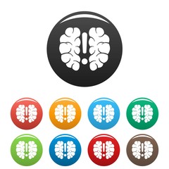 Poster - Brain solution icons set 9 color vector isolated on white for any design