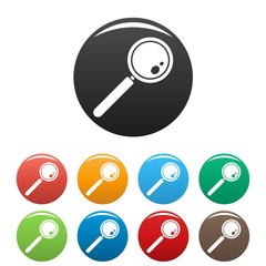 Poster - Find solution magnify glass icons set 9 color vector isolated on white for any design