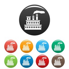Poster - Eco factory icons set 9 color vector isolated on white for any design