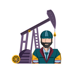 oil excavation drill industry with worker character