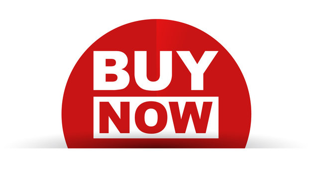 red vector banner buy now