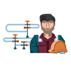 Poster - pipeline petroleum with worker character