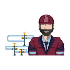 Poster - pipeline petroleum with worker character