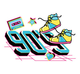 Sticker - shoes tennis of nineties retro