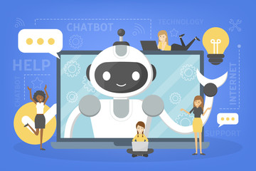 Poster - talking to a chatbot online on laptop