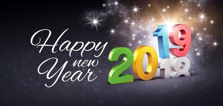 Happy New Year 2019 festive greeting card