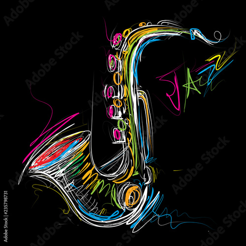 Dekoracja na wymiar streszczenie-szkic-saksofon-sax-jazz-art-grafika-wektorowa