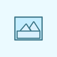 Poster - mountain picture field outline icon. Element of 2 color simple icon. Thin line icon for website design and development, app development. Premium icon