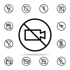 Poster - prohibition video recording icon. Ban icons universal set for web and mobile