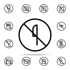 Poster - banning of a knife icon. Ban icons universal set for web and mobile