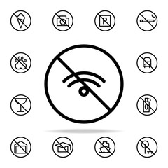 Poster - prohibition of wi-fi icon. Ban icons universal set for web and mobile