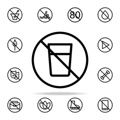 Poster - ban on drinking icon. Ban icons universal set for web and mobile