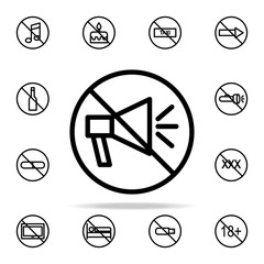 Poster - prohibition to speak loudly icon. Ban icons universal set for web and mobile