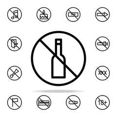 Poster - prohibition of champagne icon. Ban icons universal set for web and mobile