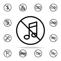 Poster - ban music icon. Ban icons universal set for web and mobile