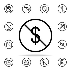 Poster - ban of the dollar icon. Ban icons universal set for web and mobile