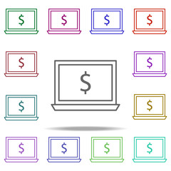 Poster - laptop dollar icon. Elements of finance in multi color style icons. Simple icon for websites, web design, mobile app, info graphics