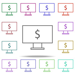Poster - monitor dollar icon. Elements of finance in multi color style icons. Simple icon for websites, web design, mobile app, info graphics