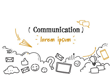 Poster - business social media communication concept sketch doodle horizontal isolated copy space