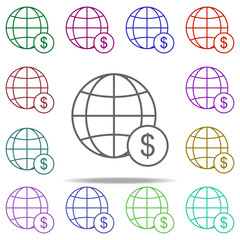 Poster - world market dollar icon. Elements of finance in multi color style icons. Simple icon for websites, web design, mobile app, info graphics