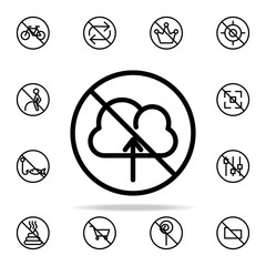 Poster - prohibit cloud storage icon. Ban icons universal set for web and mobile