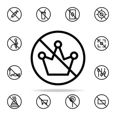 Poster - prohibition of the crown icon. Ban icons universal set for web and mobile